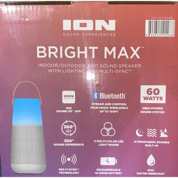 ION, Audio Bright-Max Indoor/Outdoor Portable 360° Bluetooth Speaker - Picture 6 of 9